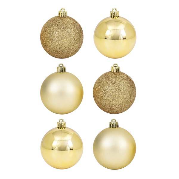 BOLA TUBO BRILHANTE DOURADO 5CM C/ 6